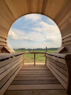 Binnenkant barrelsauna